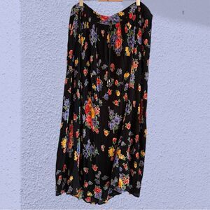 Vintage 90s broomstick skirt crepe maxi floral print